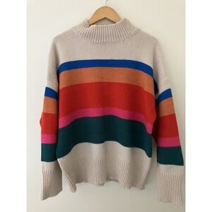 BKE Oversized Sweater With Colorful Striping Women's Size XL